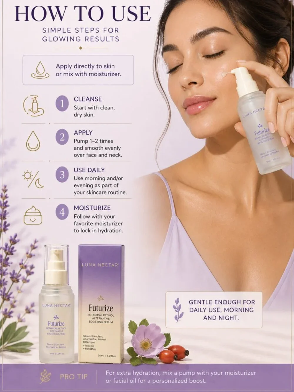 Luna Nectar Futurize Bakuchiol Botanical Retinol Alternative Serum 30mL